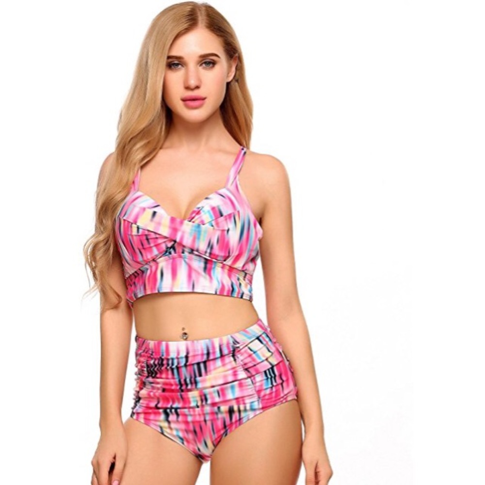 Vintage Style Halter High Waisted Bikini Swimsuit
